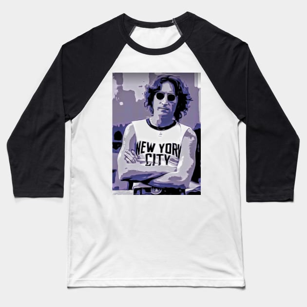 John Lennon New York City Baseball T-Shirt by TRUMP STUFF